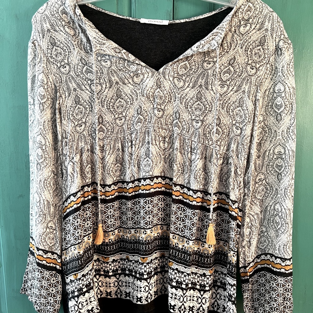 Promod Boho Long-sleeve blouse grey/yellow S
